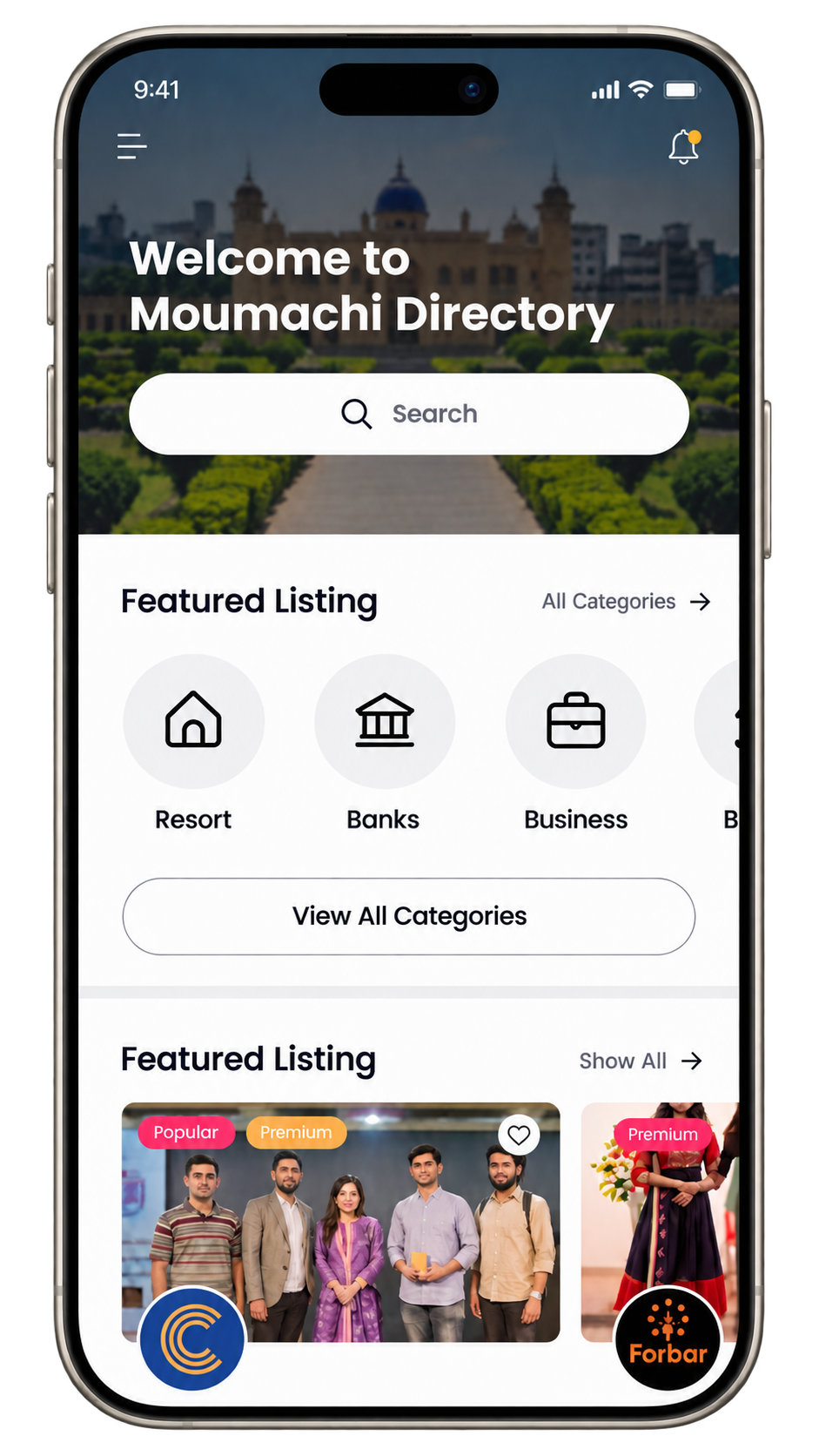 Moumachi mobile app on a smartphone